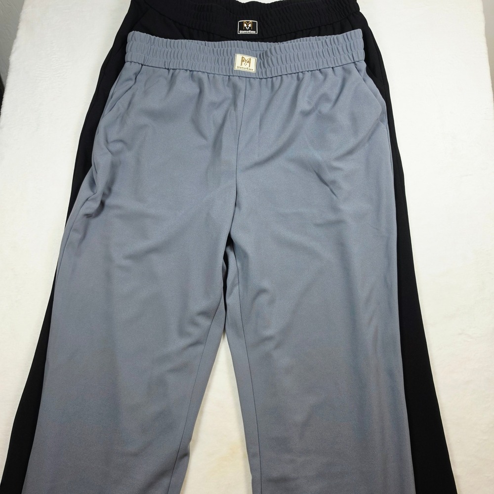 GlamorEase Black Athletic Lounge Pants XXLTall Elastic Waist Straight Leg Pocket